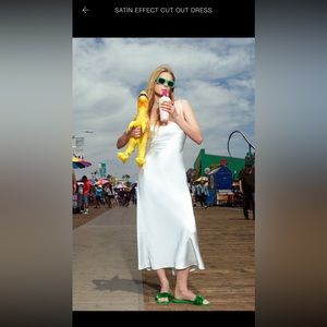 Satin Effect Cut Out Dress